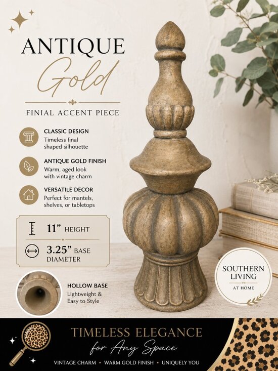 Southern Living At Home Other - Southern Living At Home Antique Gold Decorative Finial | 11" Sculptural Accent